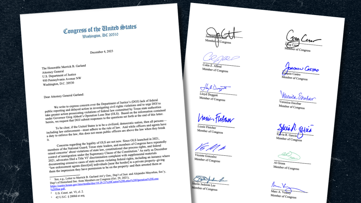 Letter on Operation Lone Star
