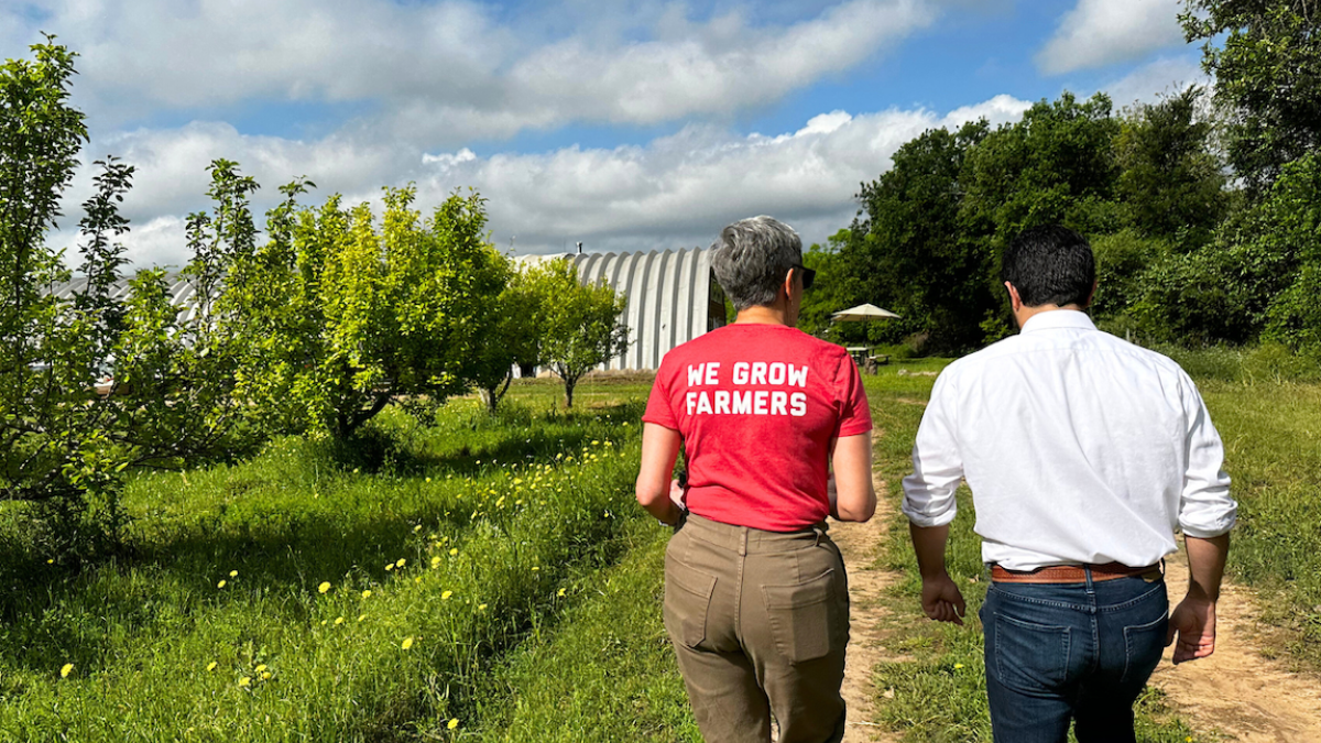 Greg Casar meets with farmers at Farm Share Austin