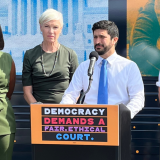 Congressman Casar at a press conference on judicial reform