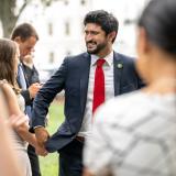 Greg Casar speaks at a press conference