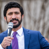 Congressman Greg Casar speaks at a press conference 