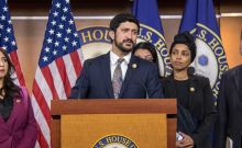 Congressman Greg Casar speaks at a CPC press conference